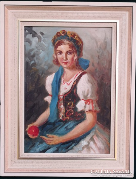 Fk/189 - Croatian signature. – Painting entitled Girl in folk costume