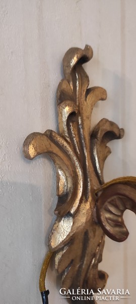 Carved gilded baroque rococo style wall sconce made of wood