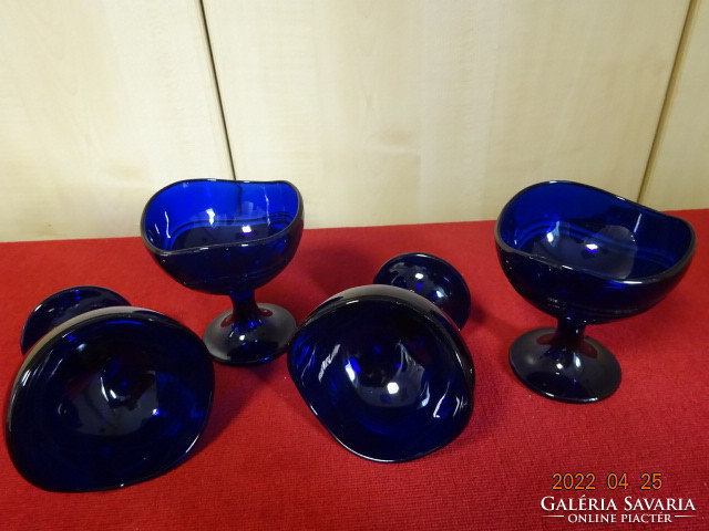Glass ice cream cup, cobalt blue, four in one for sale. He has! Jókai.