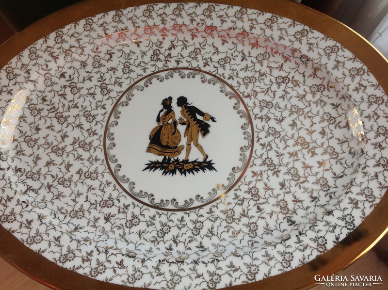 Nagy méretű aranyozott Heinrich Bavaria német porcelán kínáló