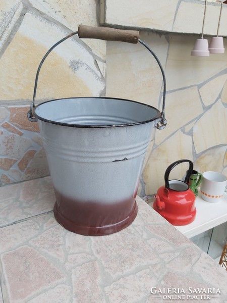 5 liter enamel bucket nostalgia village peasant decoration collectors