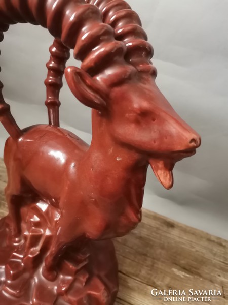 Art deco ceramic sculpture with alpine ibex