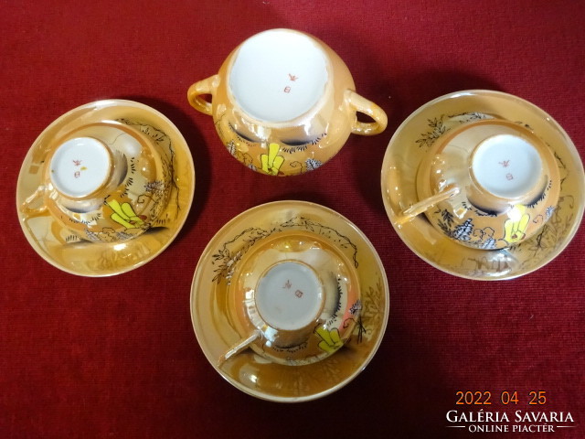Japanese porcelain tea set for three people. Yellow dress with geisha. He has! Jókai.