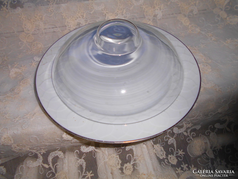 Rosenthal porcelán  tál üvegbúrával