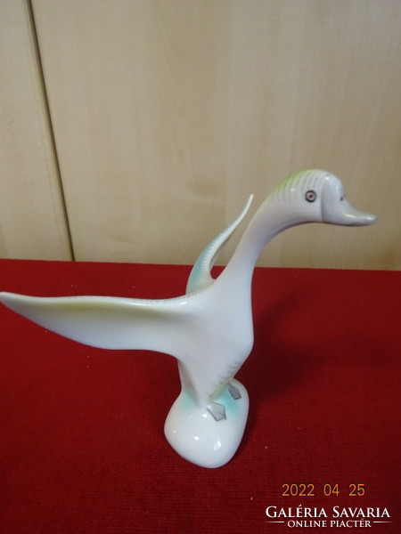 Hollóház porcelain figurine, swan with beautiful painting. He has! Jókai.