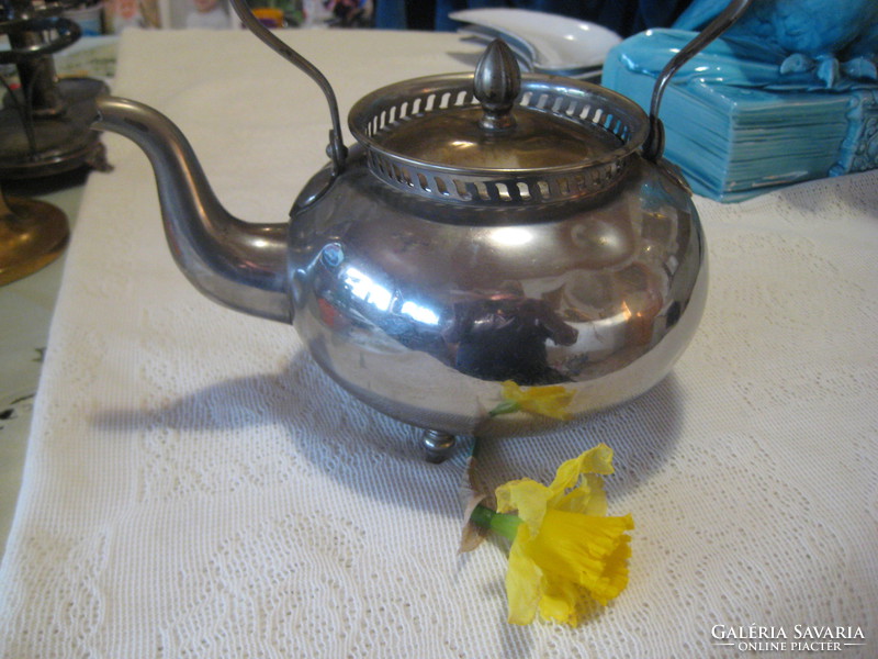 Beautiful old teapot, silver-plated, with wooden handle, 1.5 liters