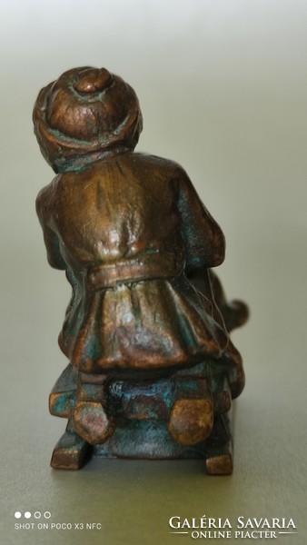 Antique Viennese Bronze - Marked PBW Petri Bronze in Vienna - Sledding Boys Statue Flawless Original Rarity