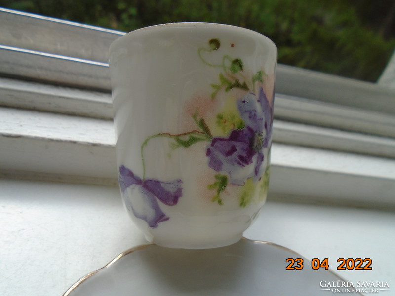 Antik Altwien "AUSTRIA" szecessziós kézzel festett virágos kávés csésze alátéttel