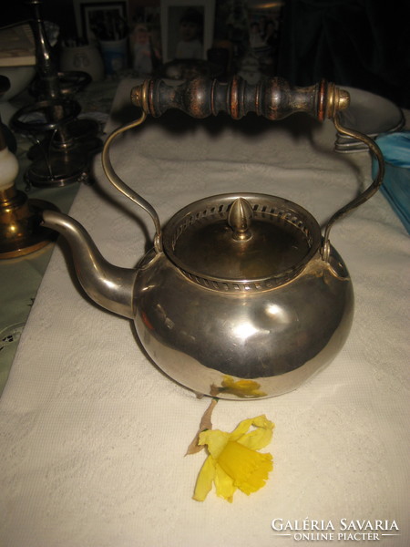 Beautiful old teapot, silver-plated, with wooden handle, 1.5 liters