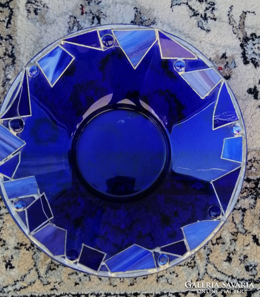 Tiffany applique cobald blue glass bowl. Leonardo. Negotiable!