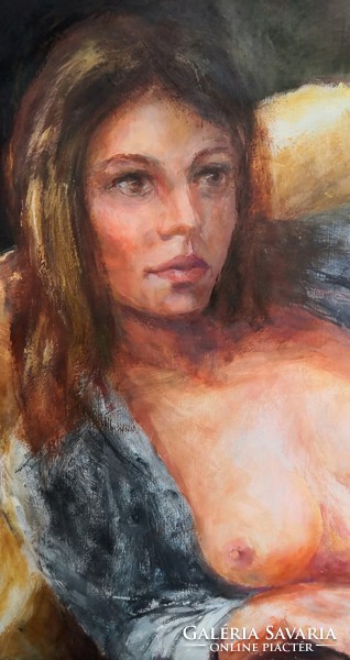 Fk/192 - beautiful! Painter Sándor Oláh's painting entitled Lying Nude