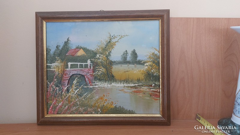 (K) beautiful smaller landscape painting with 27x23 cm frame
