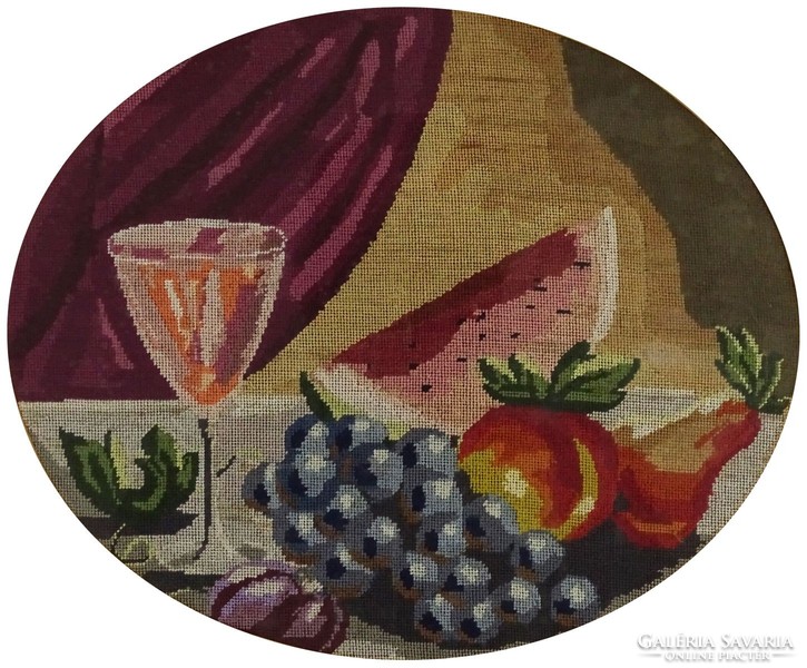 1I543 Antik tűgoblein dinnyés gyümölcs csendélet 1935