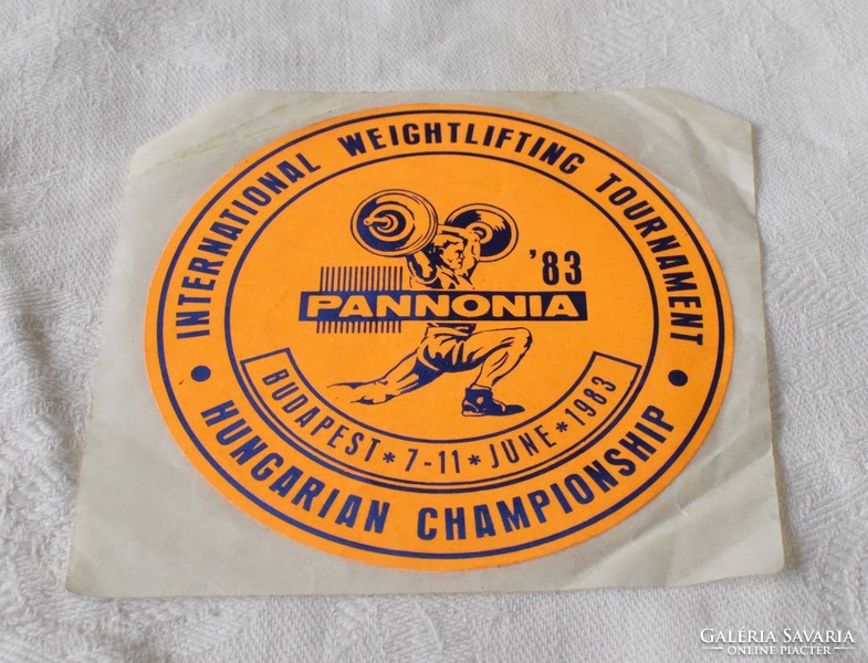 Retro sticker international weightlifting tournament June 7 - 11, 1983 budapest pannonia hungarian championship