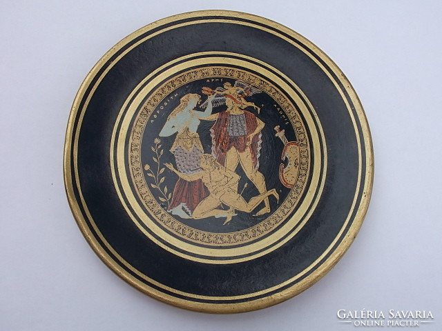 Greek mot. Wall plate aprodithe and adonis black and gold flawless