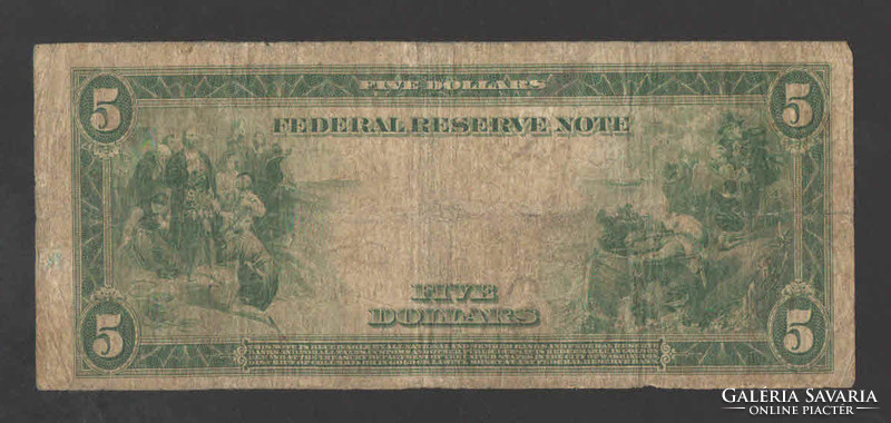 5 dollár 1914.  Lincoln, Silver certificate!! Kék pecsét! Szép bankjegy!!