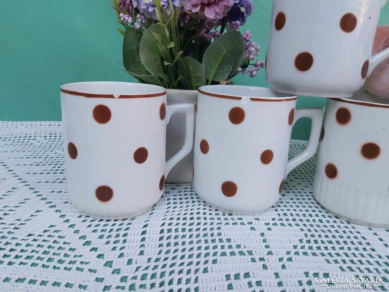 Rare Retro Zsolnay Peaceful Brown Polka Dot Cocoa Porcelain Mugs Mug Nostalgia Pieces