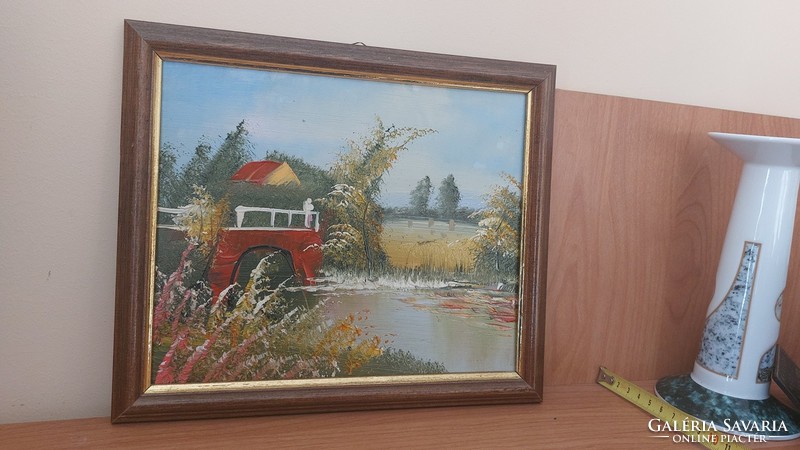 (K) beautiful smaller landscape painting with 27x23 cm frame