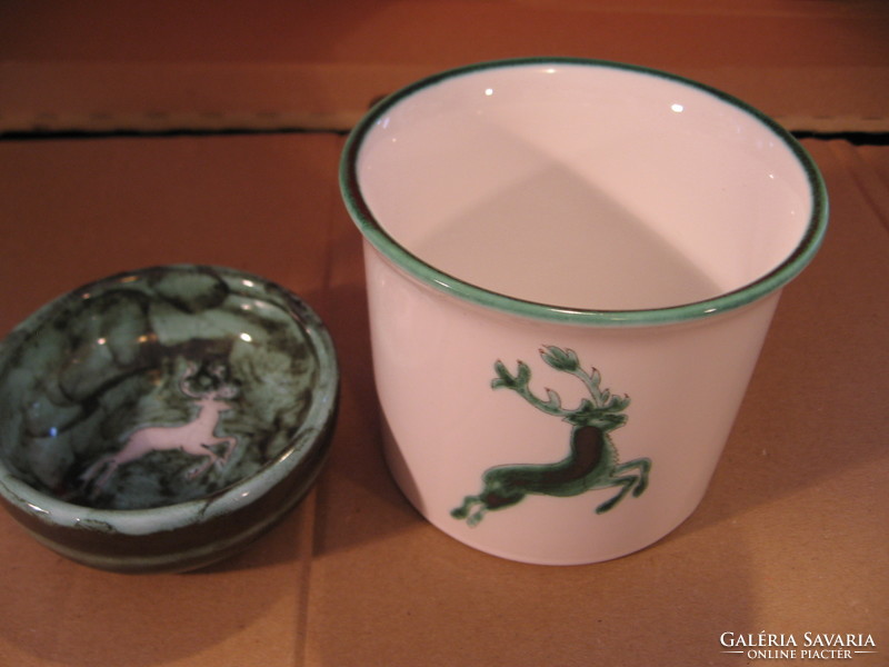 Collector heard austria deer in ceramic bowl