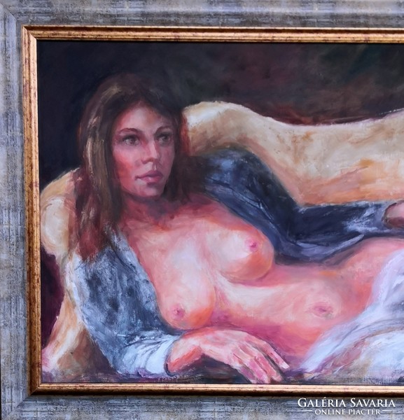 Fk/192 - beautiful! Painter Sándor Oláh's painting entitled Lying Nude