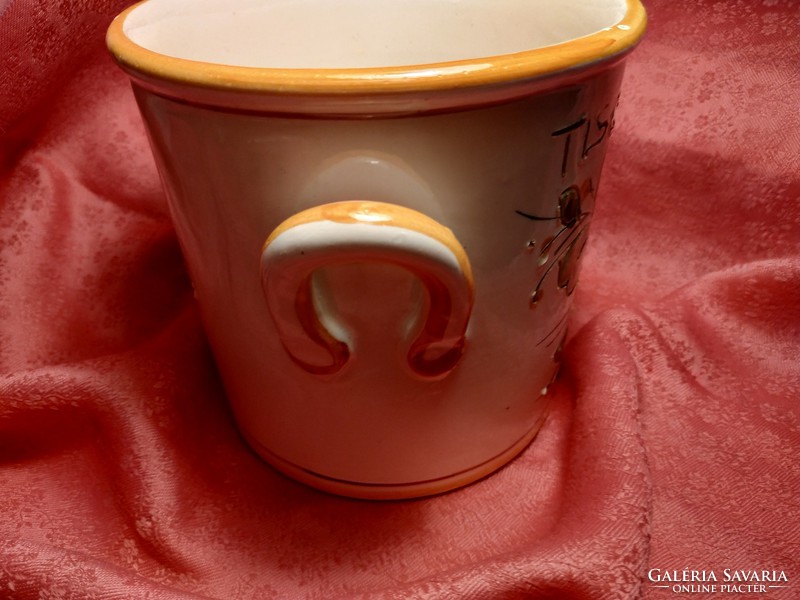 Two-handled ceramic bowl for sour cream, honey, and spices