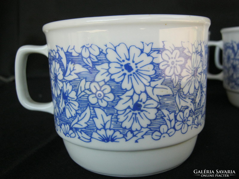 Zsolnay porcelán kék virágos bögre 5 db