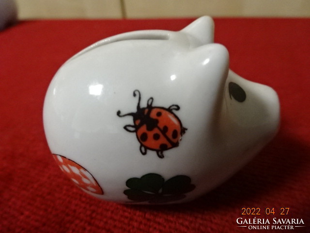 German porcelain luck pig with money box, inscription He has! Jókai.
