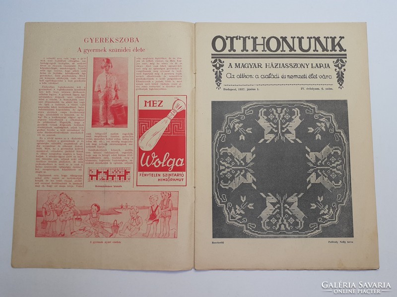 Old newspaper 1937 Our home is the page of the Hungarian housewife