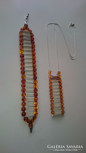 Beautiful artdeco silver and amber necklace / bracelet