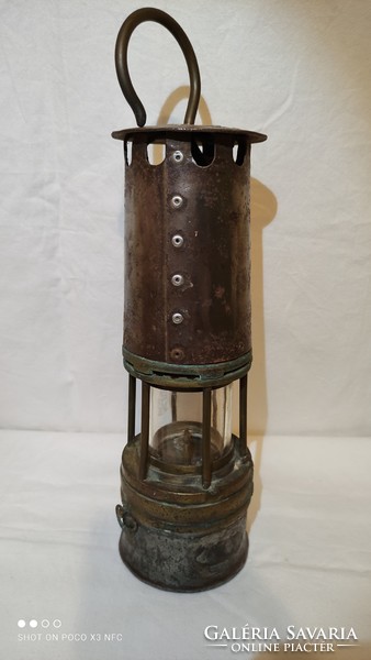 Antik BACCARAT üveg betéttel eredeti francia bányász lámpa