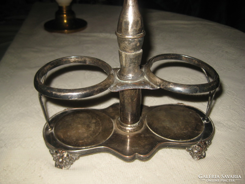 Antique, oil - vinegar holder, silver - plated, monogrammed, 20 x 28 cm