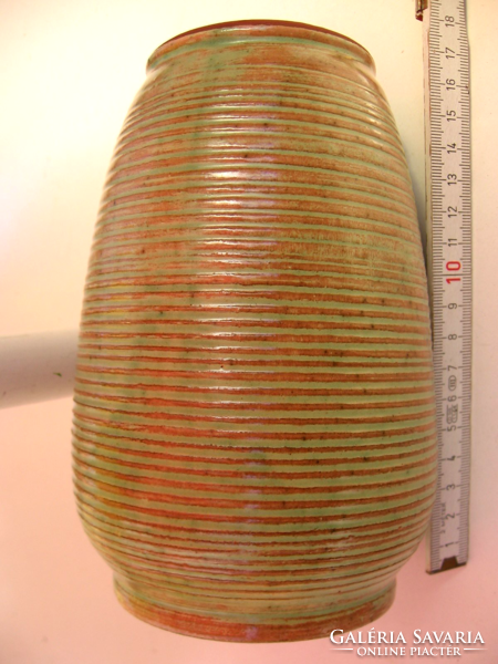Rarity. Retro marked ribbed ceramic vase trojanska keramika