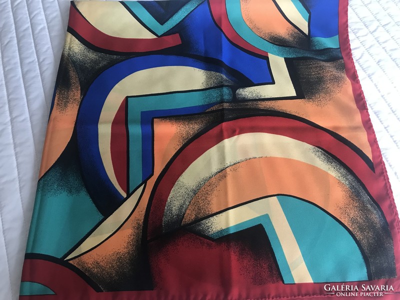 Abstract patterned Italian scarf in bright colors, 90 x 88 cm