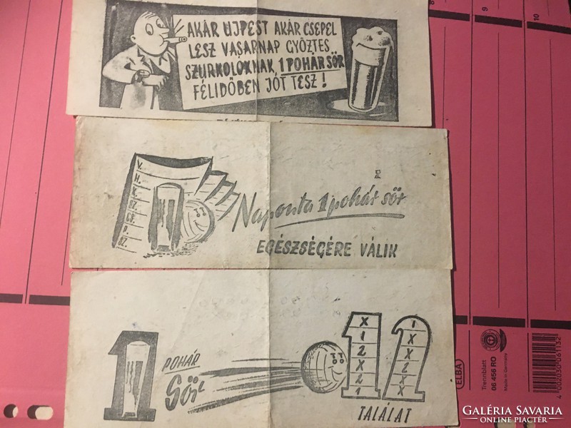 SÖR reklám  11 db 1950 évi Totószelvényen !!!