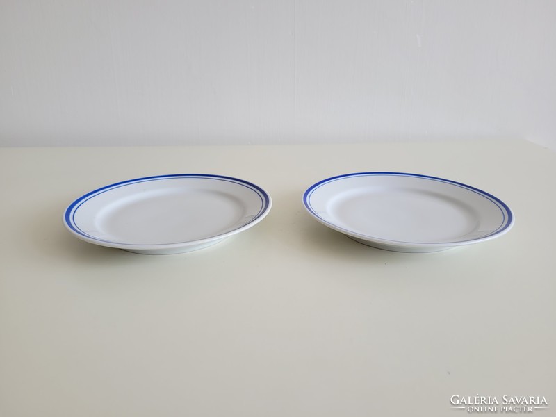 Old retro 2 lowland porcelain blue striped 17 cm small plate bowl