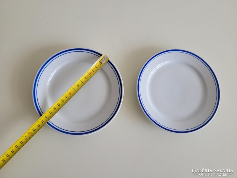 Régi retro 2 db Alföldi porcelán kék csíkos 17 cm es kis tányér tál