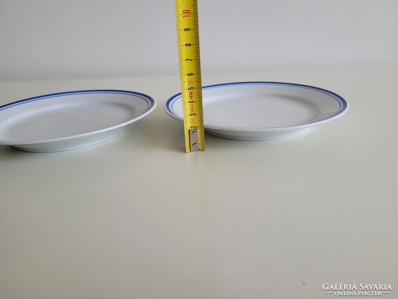Régi retro 2 db Alföldi porcelán kék csíkos 17 cm es kis tányér tál
