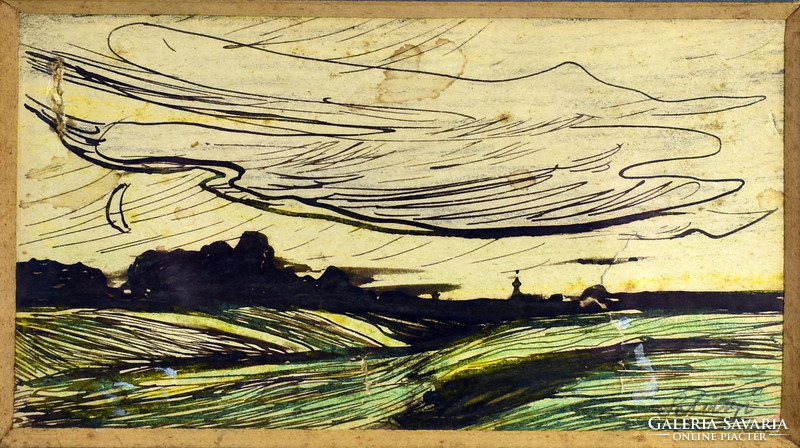 Lajos Szlányi (1869 - 1949): early evening landscape