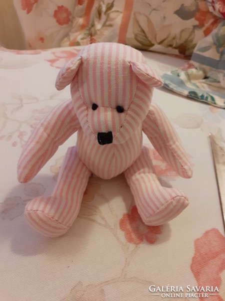 Teddy bear - pink striped textile teddy bear