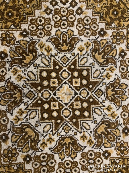 Mustard yellow beige Uzbek rug