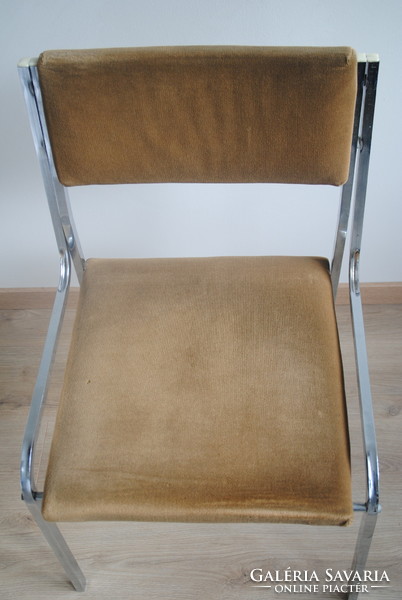 Gyula wood and metal furniture industry cooperative - retro upholstered chair with chrome frame
