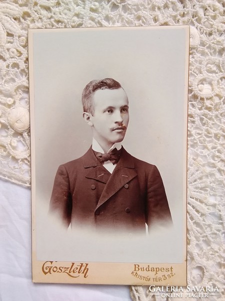Antique hungarian cdv / business card / hardback photo portrait of young man goszleth budapest circa 1900