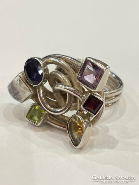 Chakra stone silver ring 52m