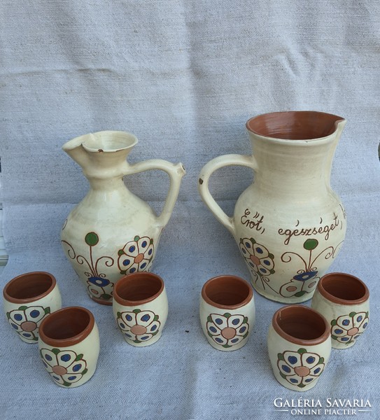 1980 ceramic spouts with 6 glasses. Kazbarbarcika.