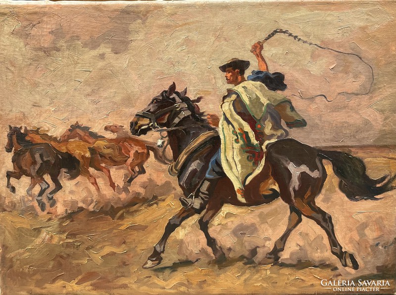 István Benyovszky (1898-1969) / galloping stud