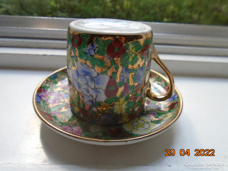 Embossed handmade gold and colorful enamel floral patterns with coffee cup coaster handmade china sign