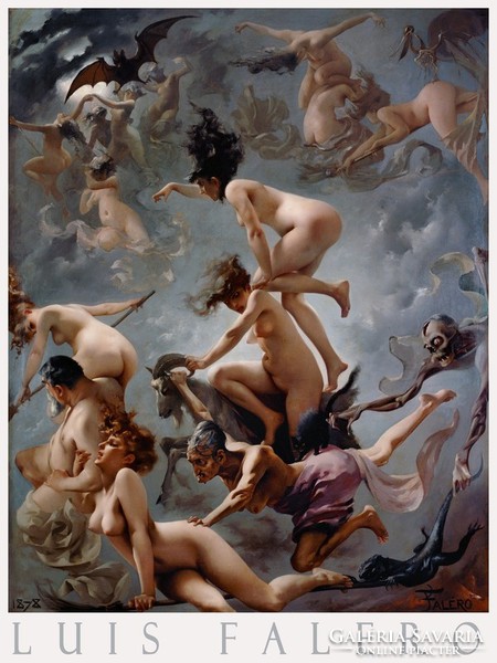 Luis Falero Boszorkányszombat 1878 festmény művészeti plakátja, női aktok Walpurgis éj mitológia