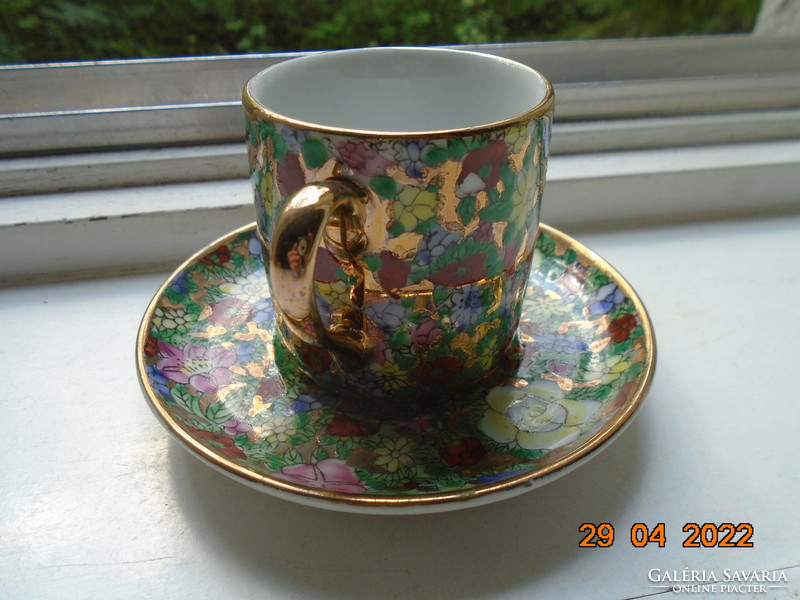 Embossed handmade gold and colorful enamel floral patterns with coffee cup coaster handmade china sign