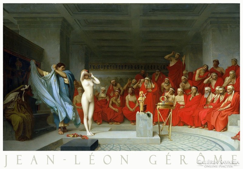 Jean-léon gérôme phrüné week before areiospagos art poster of 1861 painting, greek nude