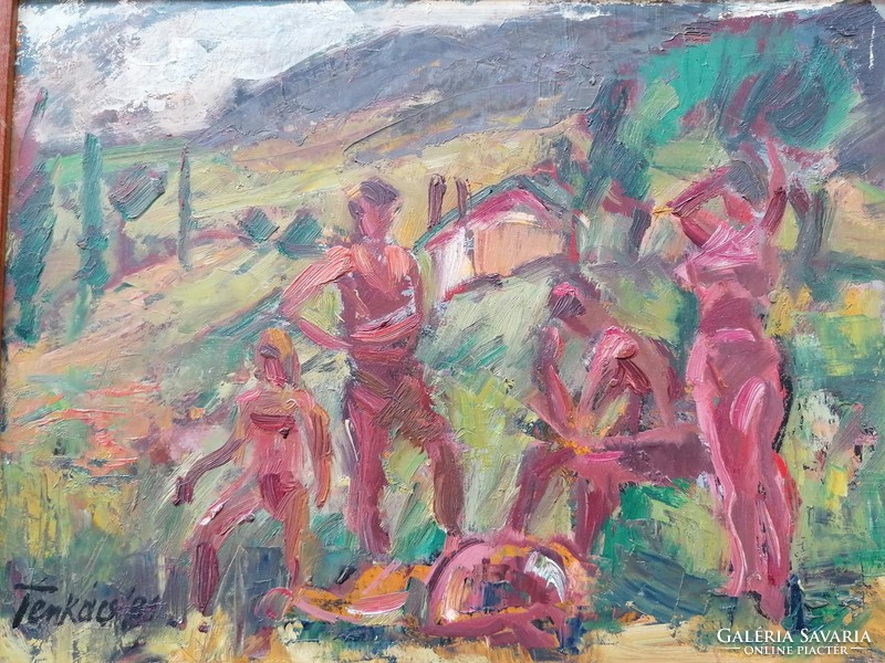Tibor Tenkács (1913-1988) bathers in the meadow
